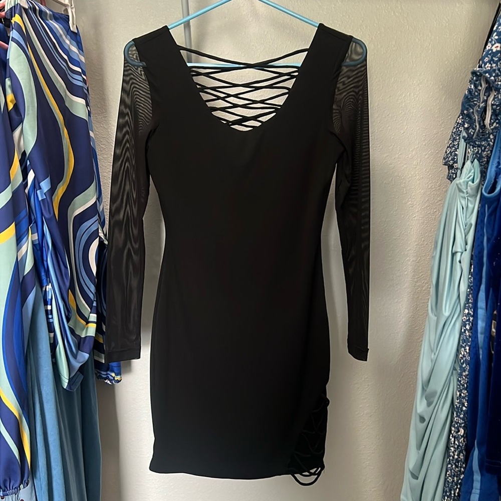 Black dress with mesh